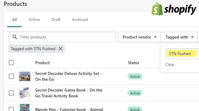 adding product tags to Shopify when pushing